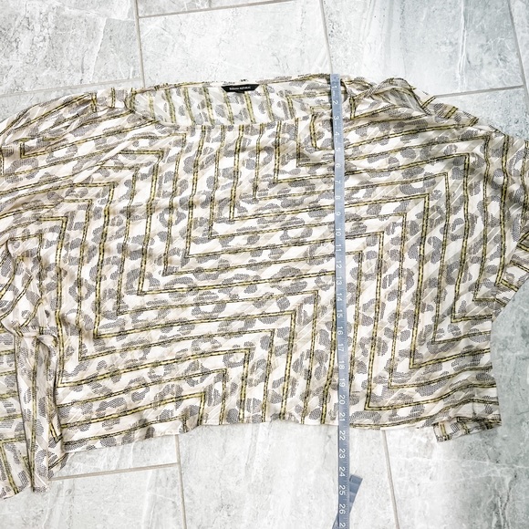Banana Republic Yellow Striped Leopard Print Kimono Top Size Large - Picture 6 of 8